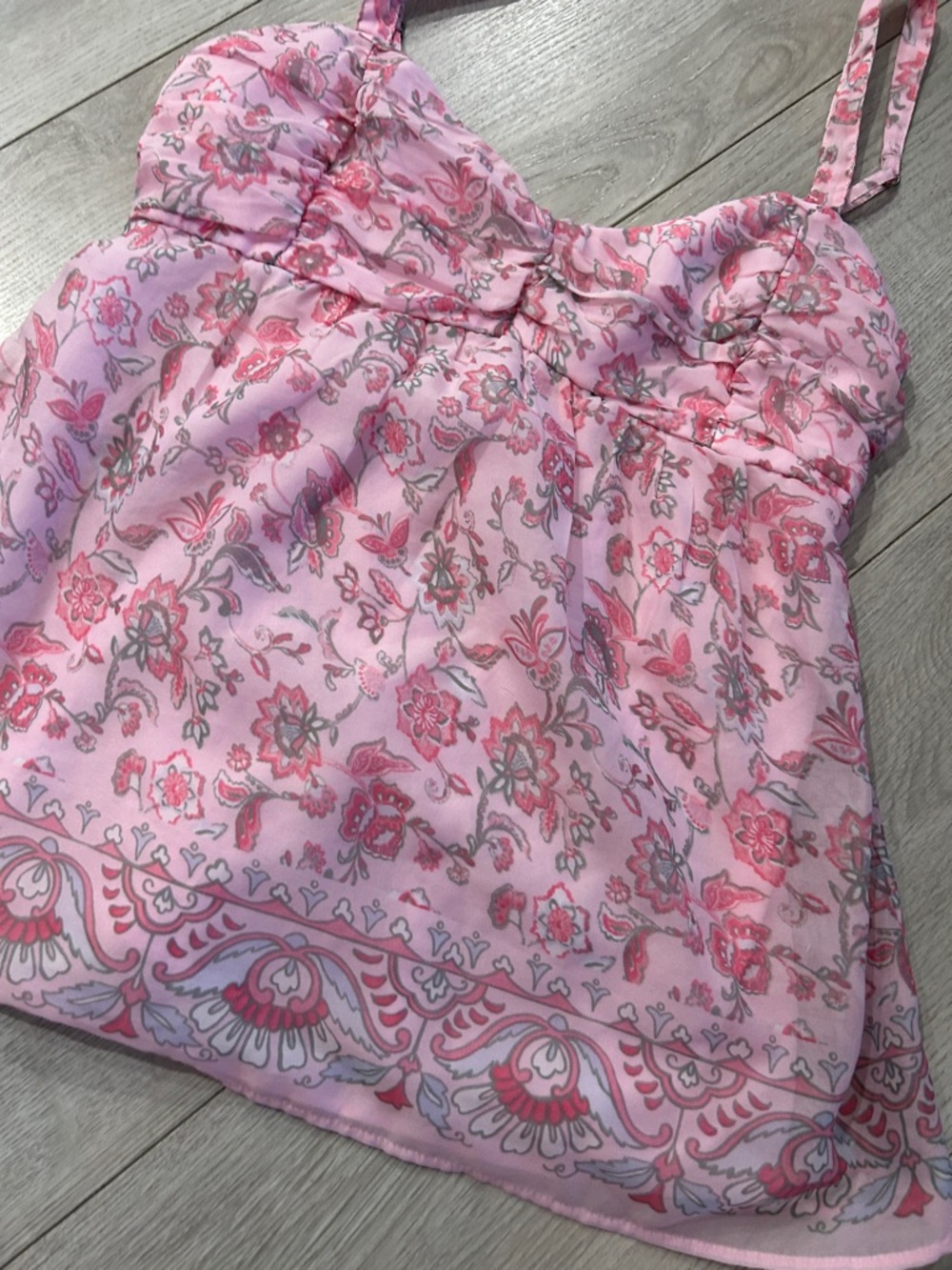 Hollister Pink Floral Spaghetti-Strap Tank Top - Picture 2 of 7